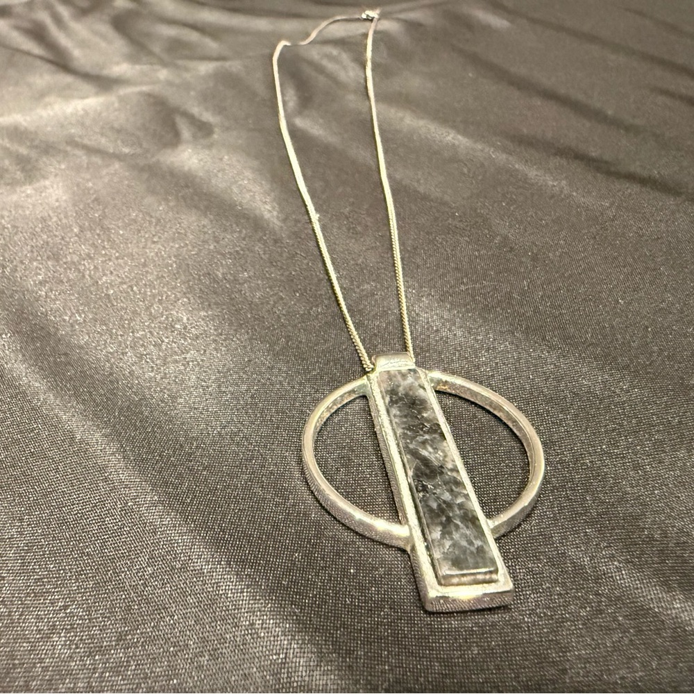 Jenny Bird Silver Necklace with Gray Pendant